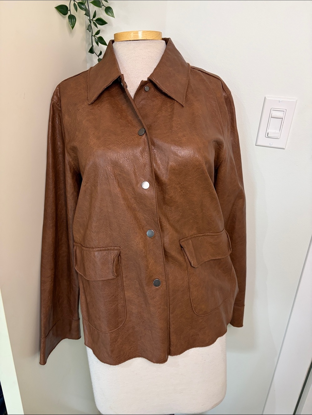 Tribal faux leather jacket medium